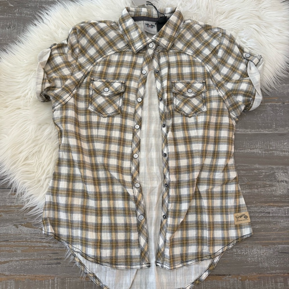 Harley-Davidson Short Sleeve Plaid Button Pearl Snap NWT